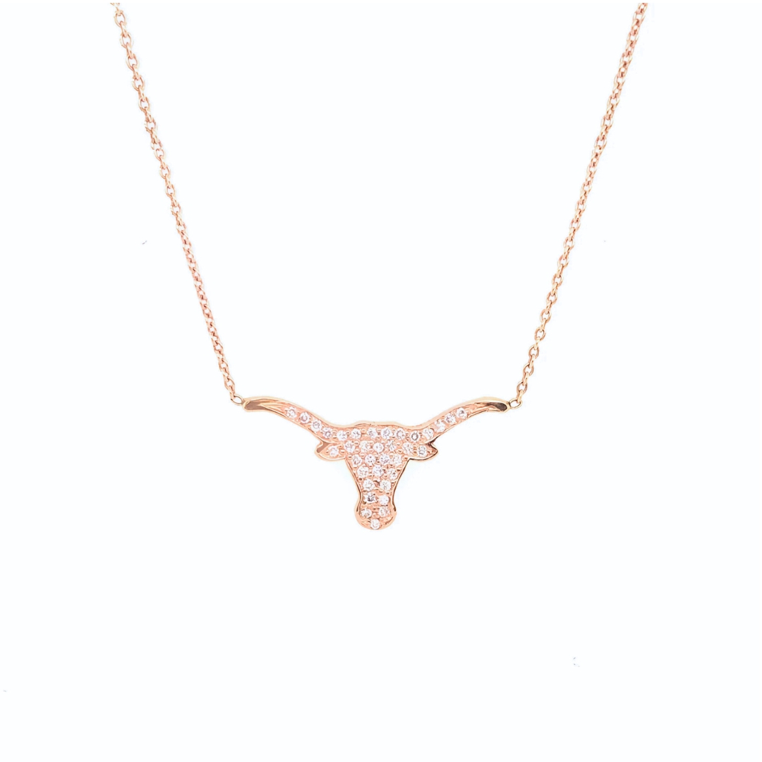 Korman Signature 18kt Rose Gold Small Diamond Longhorn Necklace